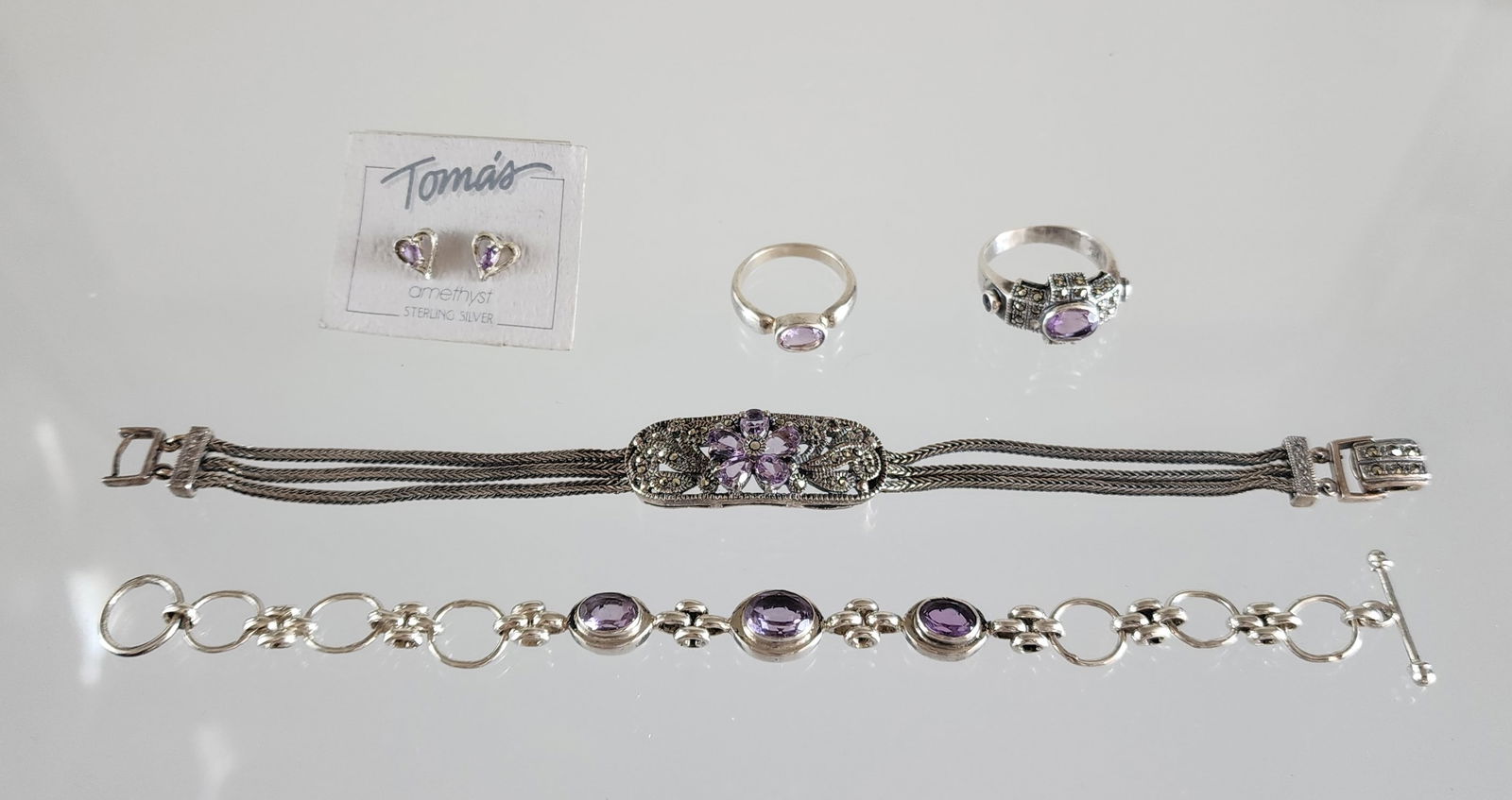 Group of Estate Vintage Sterling Silver, Amethyst and Hematite Jewelry (1 of 13)