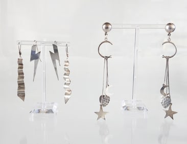 Estate Vintage Three Pairs of Sterling Silver Earrings