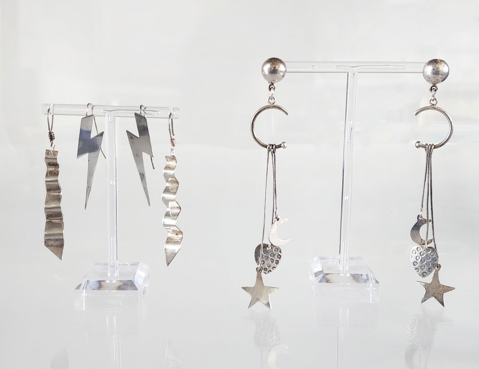 Estate Vintage Three Pairs of Sterling Silver Earrings (1 of 8)