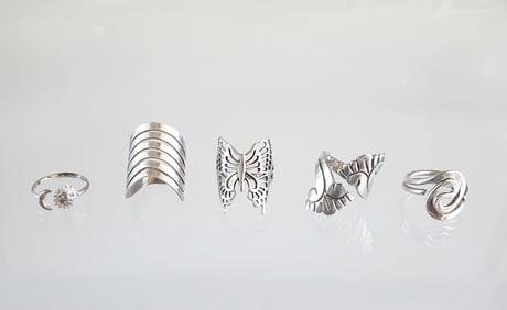 Lot of 5 Estate Vintage Sterling Silver Rings, Sz 9-9.5