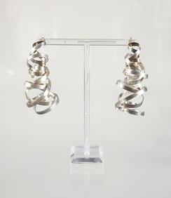 Estate Designer Rina S. Young for Artful Home Sterling Silver Tornado Earrings