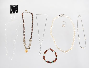 Group of Estate Cultured Pearl & Sterling Silver Jewelry