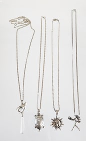 Group of Estate Vintage Sterling Silver Pendant Necklaces