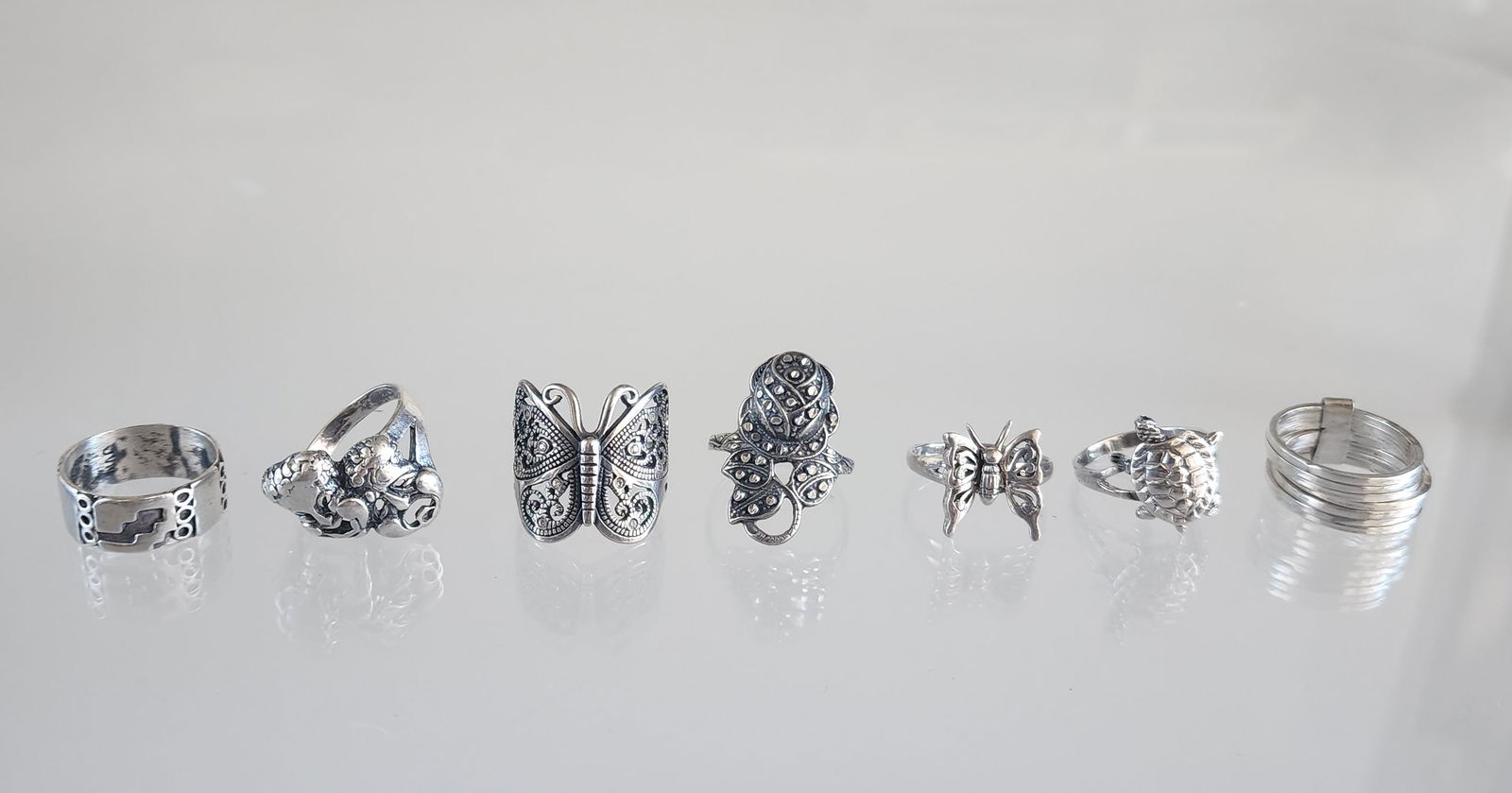 Lot of 6 Estate Vintage Sterling Silver Rings, Sz 7-8.5 (1 of 11)