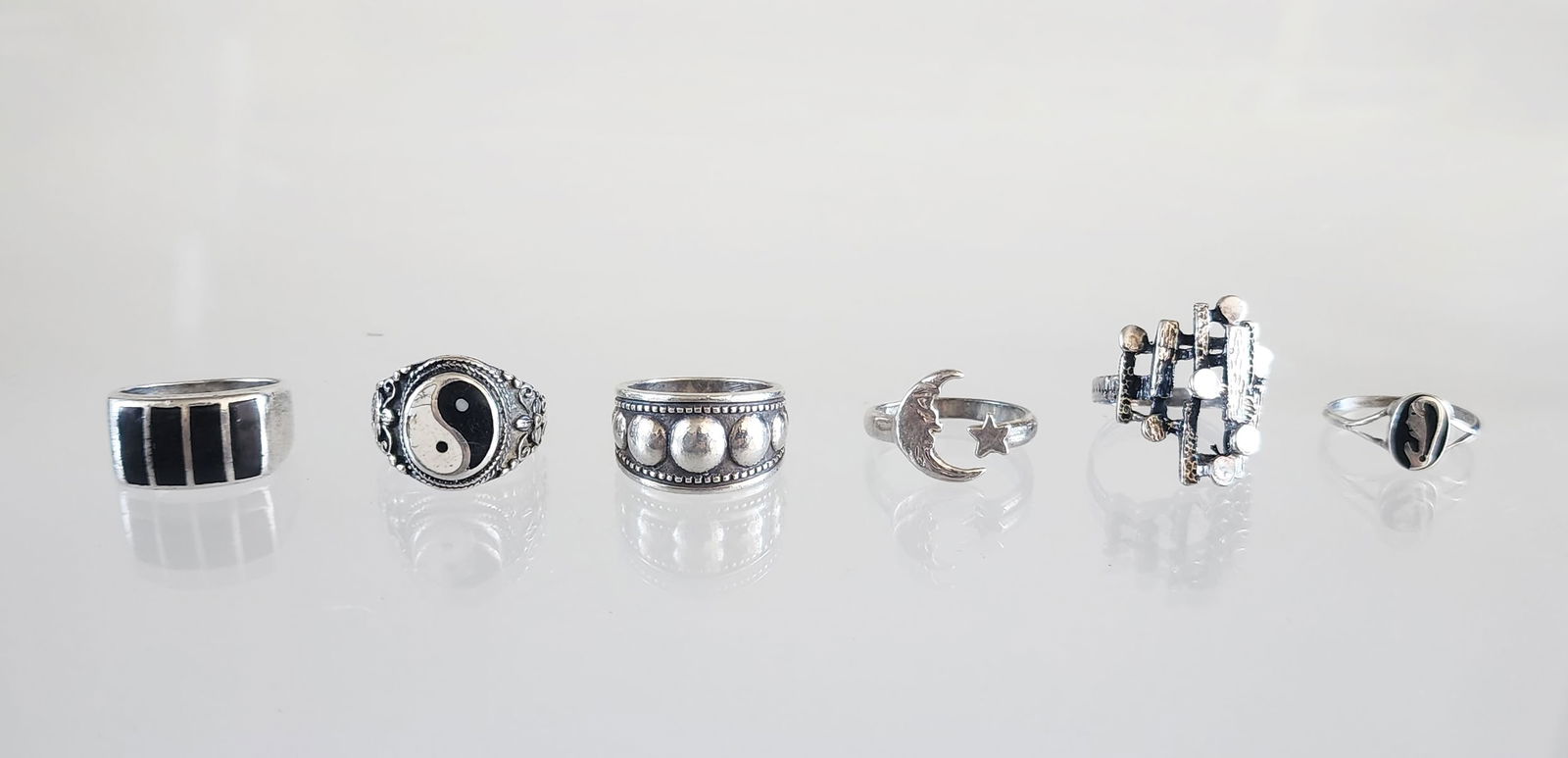 Lot of 6 Estate Vintage Sterling Silver Rings, Sz 6-6.5 (1 of 9)