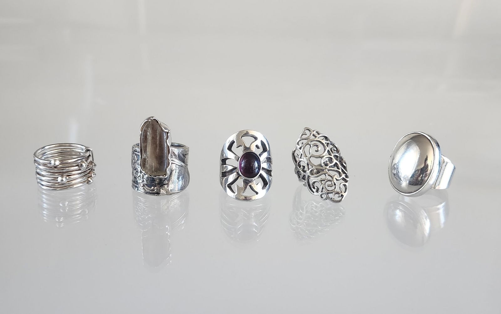 Lot of 5 Estate Vintage Sterling Silver Rings, Sz 6-7 (1 of 7)