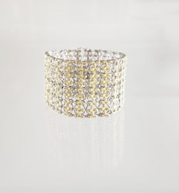 Estate Gold Plated Sterling Silver & Diamond Open Work Bracelet