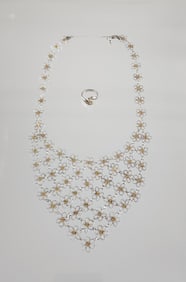 Estate Vintage 10k Gold & Sterling Silver Necklace & Ring