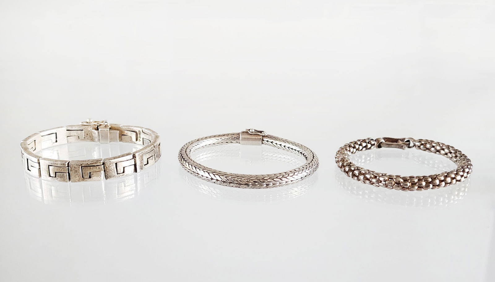 Estate Vintage Lot of 3 Sterling Silver Mens Bracelets (1 of 9)