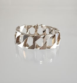 Estate Vintage European 800 Silver Mens Chunky Chain Bracelet