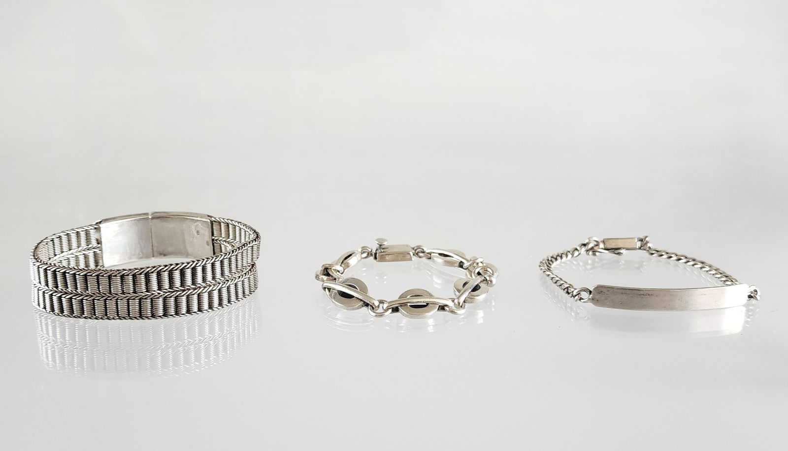 Estate Vintage Lot of 3 Sterling Silver Bracelets (1 of 8)