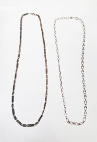 Lot of 2 Estate Vintage Sterling Silver Mens 30 in Chain Necklaces