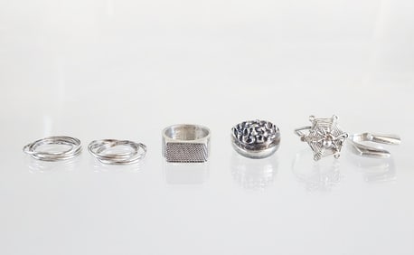 Lot of 6 Estate Vintage Sterling Silver Rings, Sz 9-10