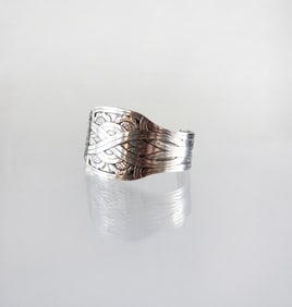 Estate Vintage Georg Jensen Sterling Silver Art Nouveau Floral Cuff Bracelet