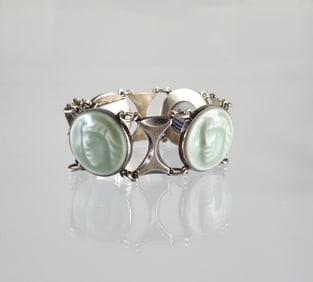 Estate Vintage Jais Nielsen Royal Copenhagen Porcelain & Sterling Silver Bracelet