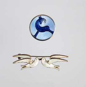 Estate Vintage Bernard Meldahl & Jacob Tostrup Norway Sterling Silver Enameled Brooches