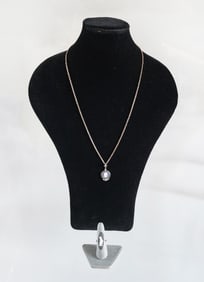 Estate Vintage Wedgwood Jasperware & Sterling Silver Pendant Necklace & Ring