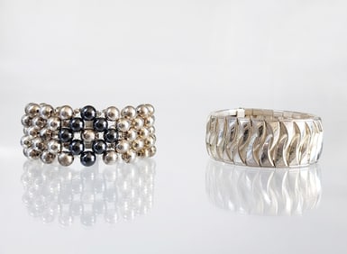 Lot of 2 Estate Vintage Sterling Silver Bracelets