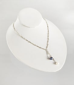 Estate Tateossian London Sterling Silver & Pearl Necklace