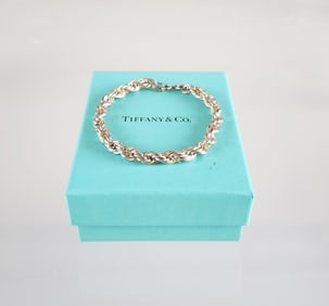 Estate Vintage Tiffany & Co. Sterling Silver & 14k Twisted Chain & Rope Bracelet