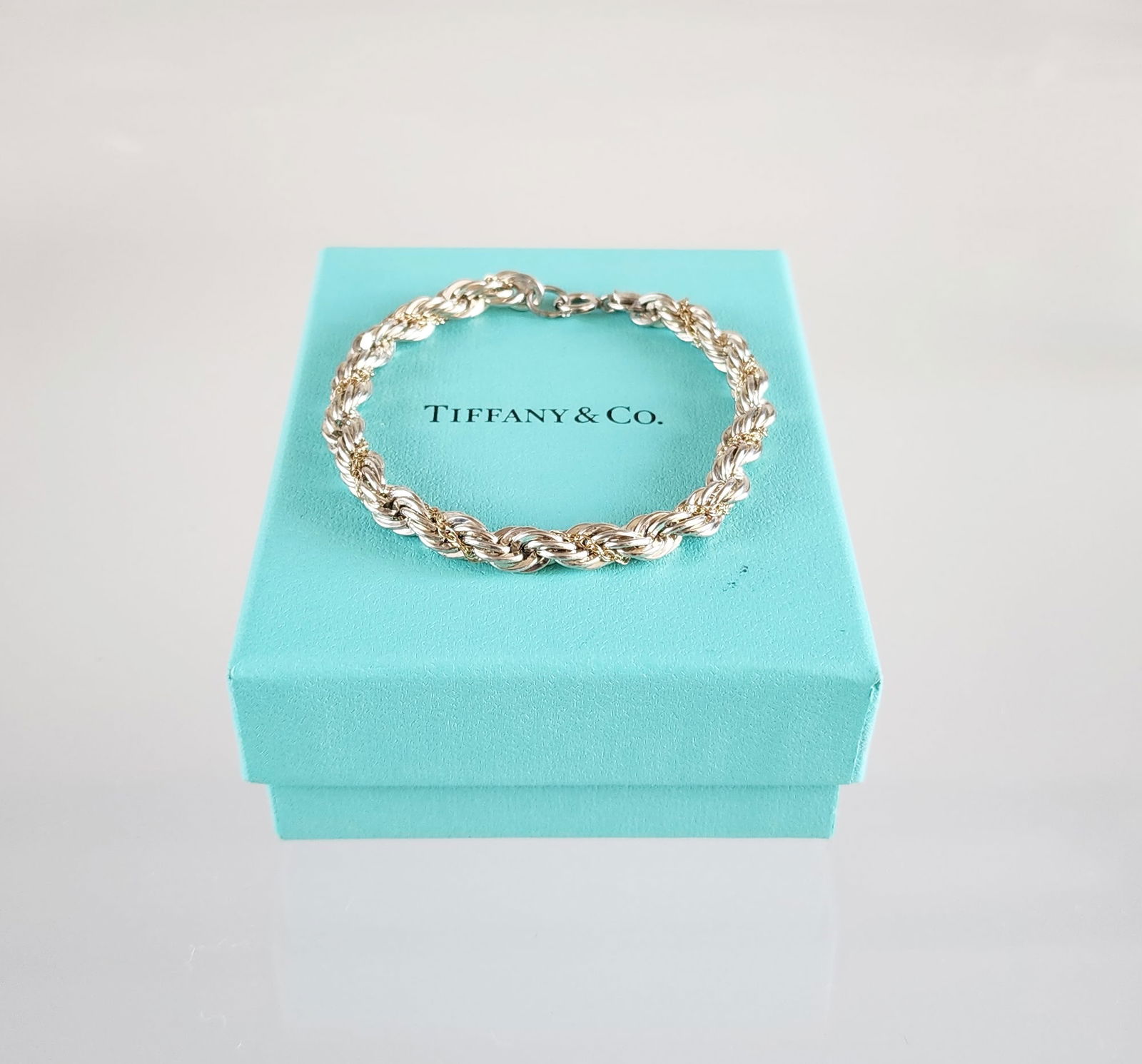 Estate Vintage Tiffany & Co. Sterling Silver & 14k Twisted Chain & Rope Bracelet (1 of 11)