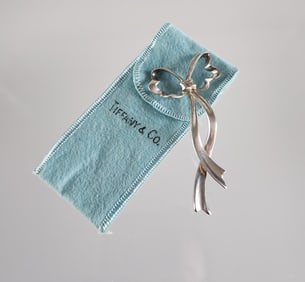Estate Vintage Tiffany & Co. Sterling Silver Bow Brooch, ca. 1985