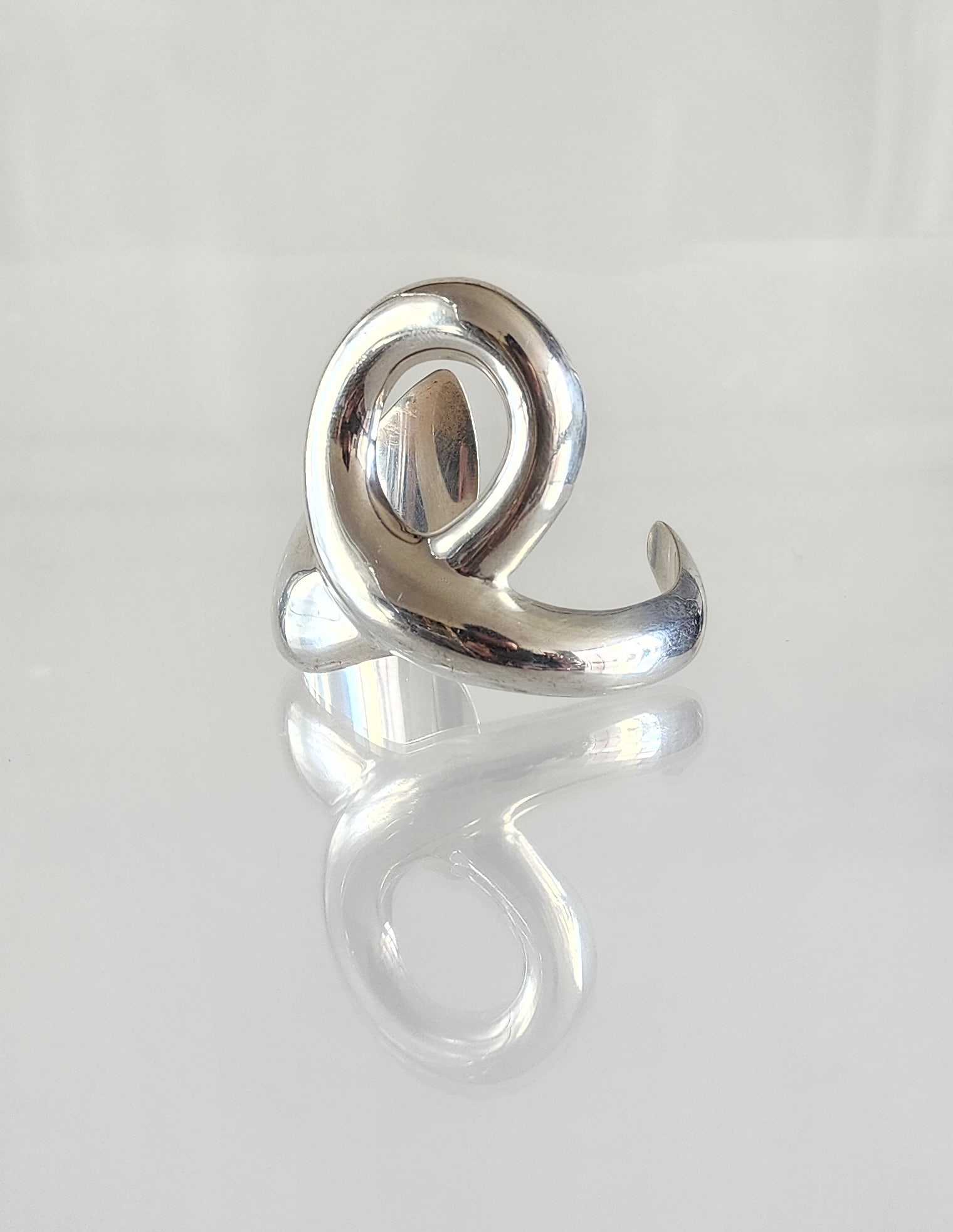 Estate Vintage Elsa Peretti for Tiffany & Co. Sterling Silver E Cuff Bracelet, 1982 (1 of 9)