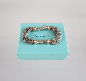 Estate Vintage Tiffany & Co. Sterling Silver Multi Strand Chain & Hook Bracelet