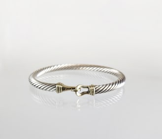 Estate Vintage David Yurman Sterling Silver & 14k Gold Twisted Rope Bracelet