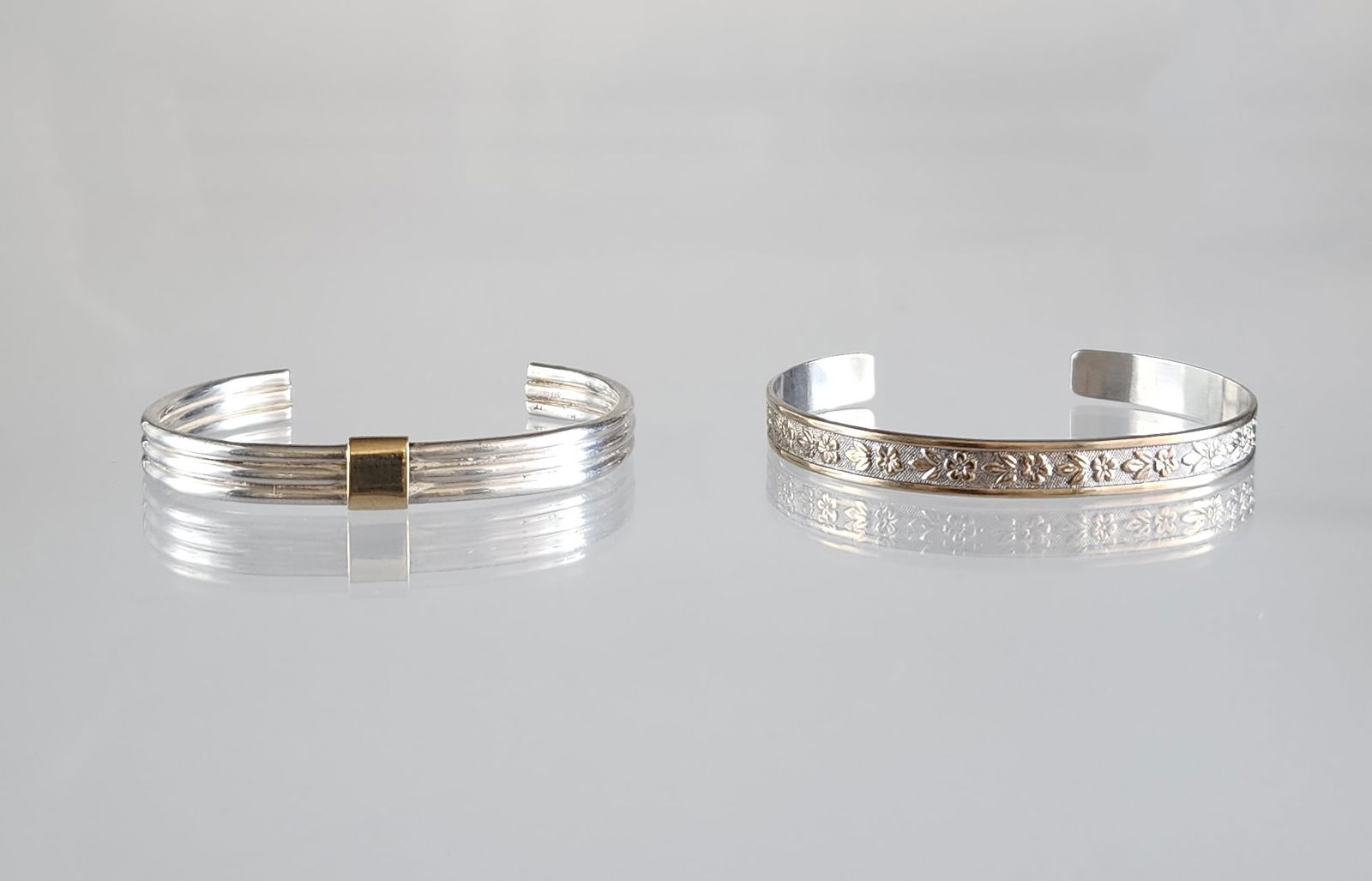 Estate Vintage Lot of 2 Designer 14K Gold & Sterling Silver Bracelets (1 of 8)