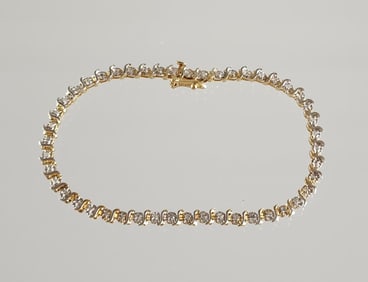 Estate Vintage 14K Gold & Diamond Tennis Bracelet