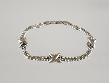 Estate Vintage Italian 14K White Gold Chain Bracelet