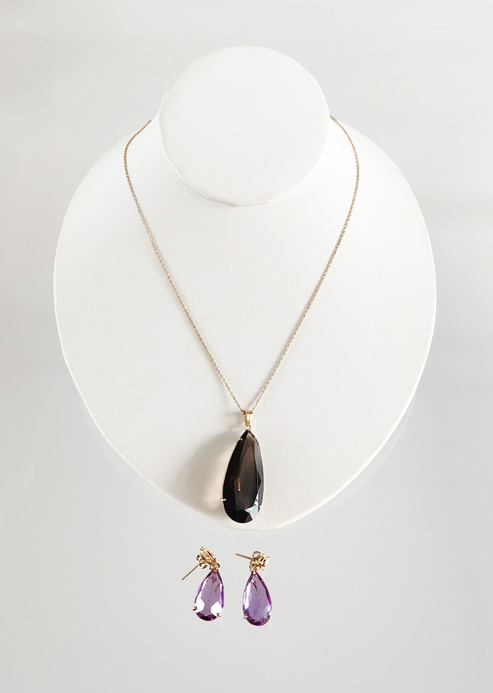 Estate Vintage 14K & 10K Gold, Gem Stone Pendant Necklace & Earrings (1 of 17)