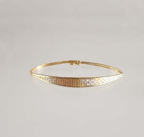 Estate Vintage Italian 14K Tri-Color Gold Bracelet