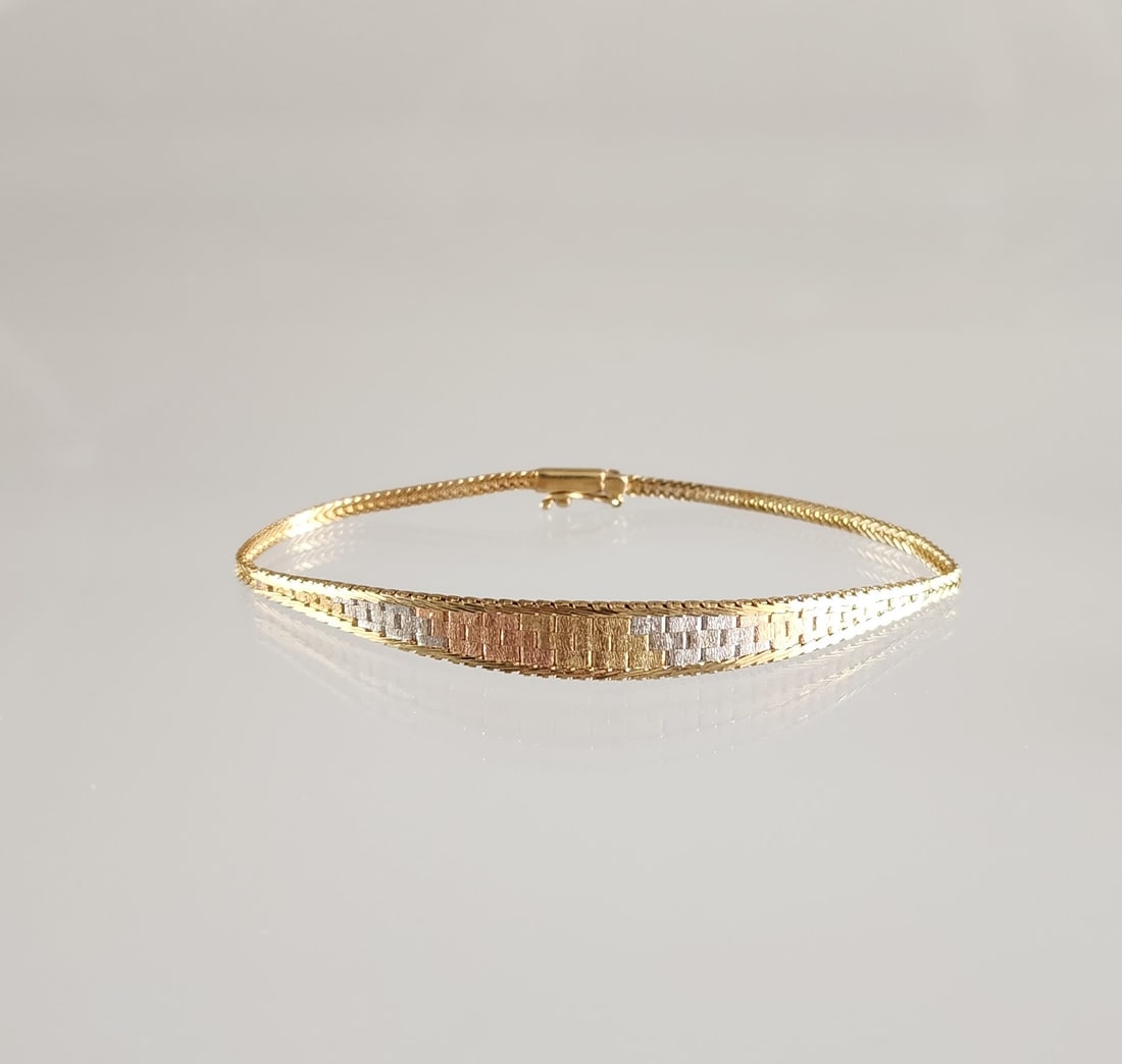 Estate Vintage Italian 14K Tri-Color Gold Bracelet (1 of 9)