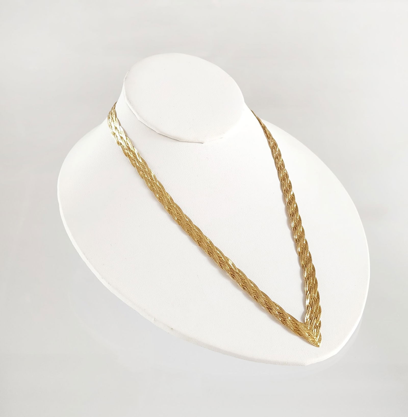 Estate Vintage Italian 14K Gold Braided Flat Chain Necklace (1 of 9)