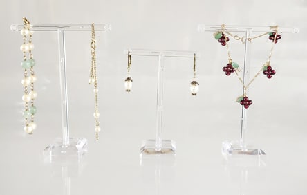 Estate Vintage Group of Gold Filled, Pearl, Garnet & Jade Jewelry