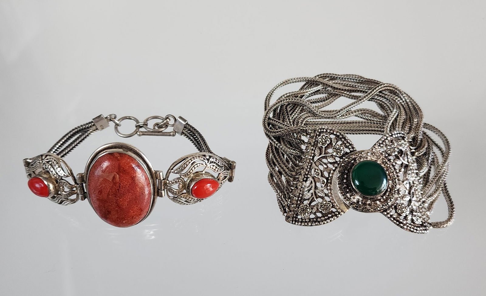 Lot of 2 Estate Vintage Sterling Silver Turkish Bracelets (1 of 9)