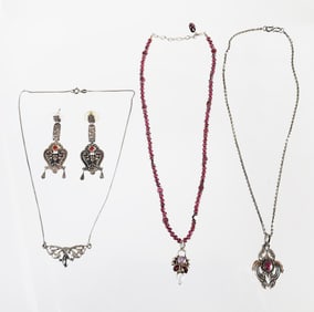Group of Estate Vintage Sterling Silver & Gemstone Jewelry