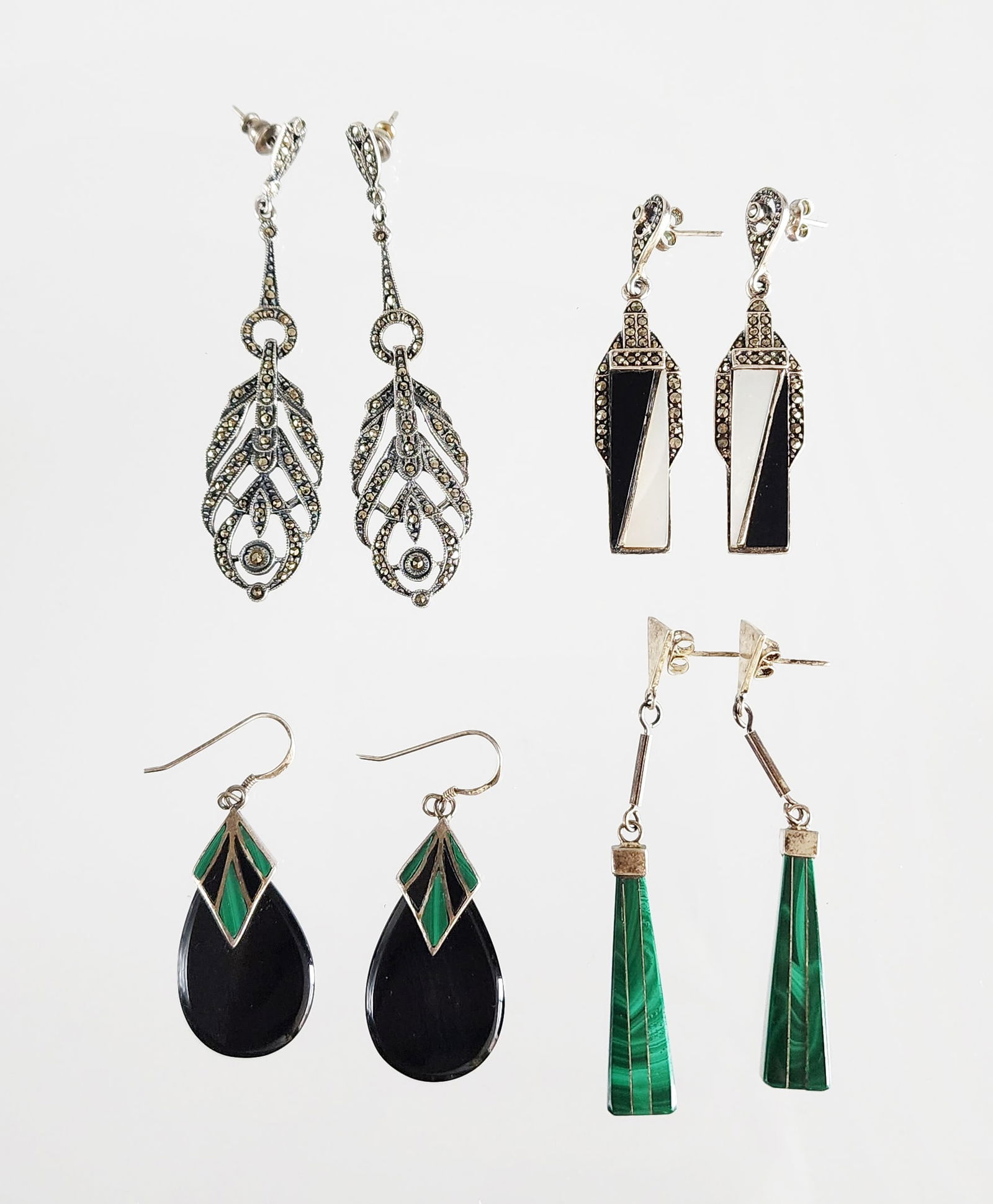 Estate Vintage 4 Pairs of Sterling Silver & Gemstone Earrings (1 of 7)