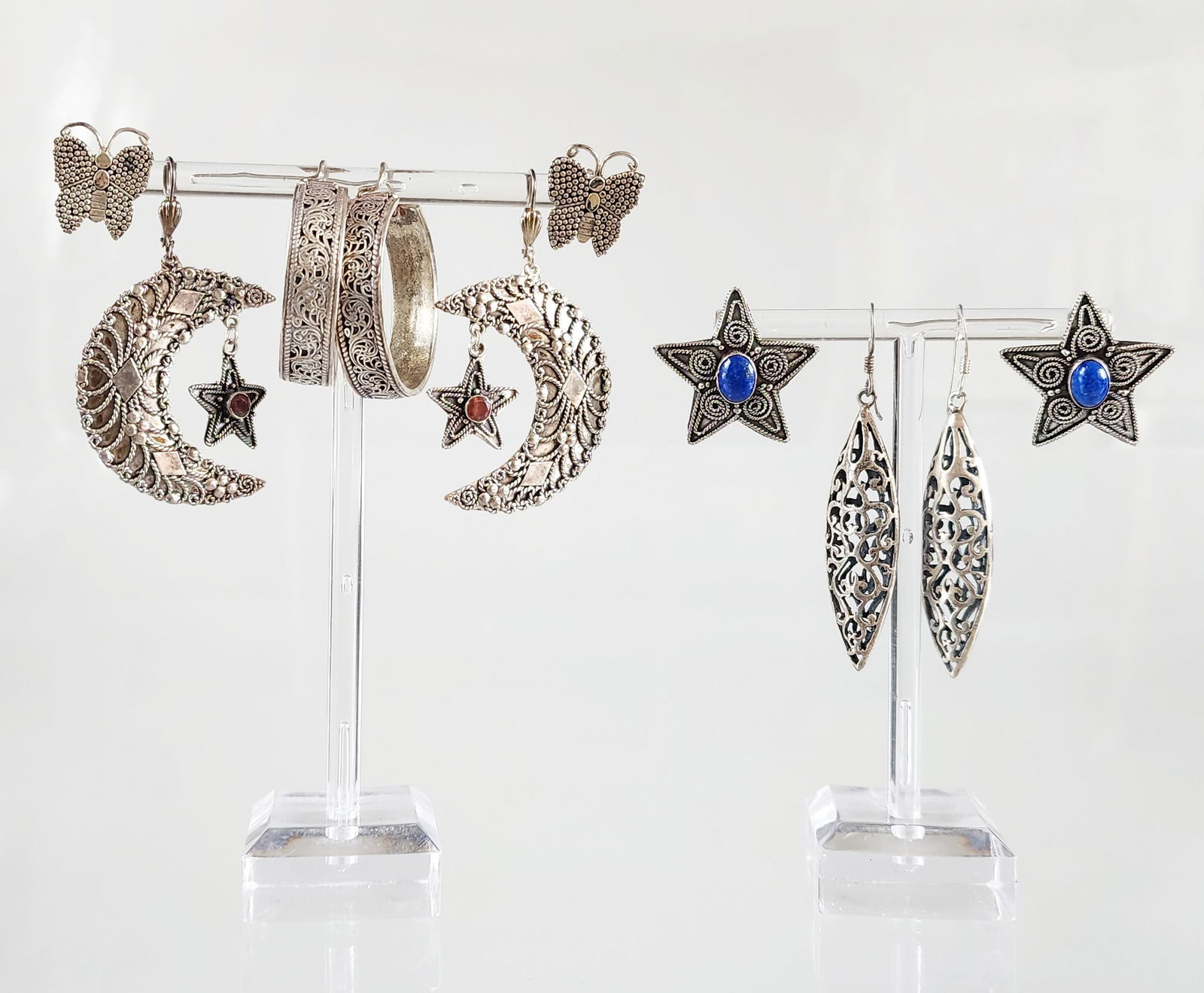 Estate Vintage 5 Pairs of Sterling Silver & Gemstone Earrings (1 of 7)