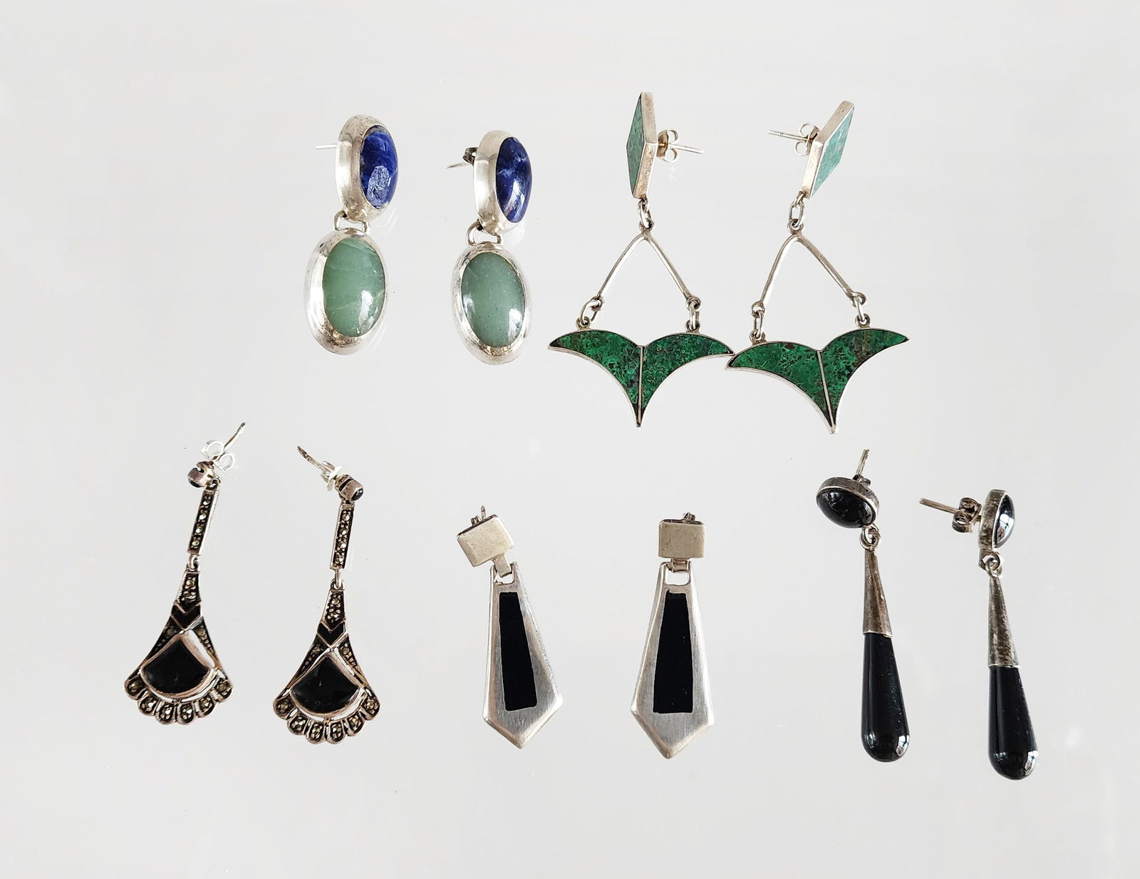 Estate Vintage 5 Pairs of Sterling Silver & Gemstone Earrings (1 of 12)
