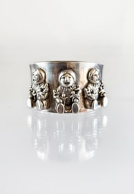 Estate Vintage Sunrise by Charles Trujillo Sandia Native American Sterling Silver Cuff Bracelet