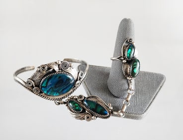 Estate Vintage Justin Morris Signed Navajo Native American Sterling Silver Slave Bracelet Ring