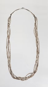 Estate Vintage Native American Sterling Silver 5-Strand Navajo Pearl Necklace