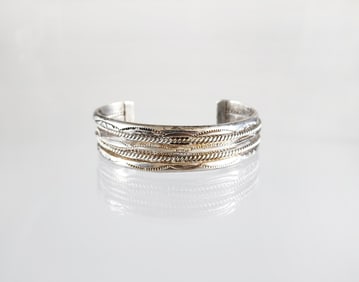 Estate Vintage Native American Navajo Sterling Silver Cuff Bracelet