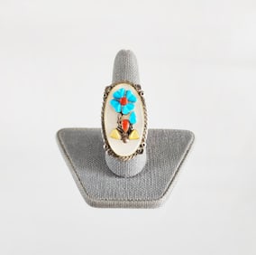Estate Vintage M.S. Simplicio Zuni Native American Sterling Silver, Turquoise, Coral & Mother of