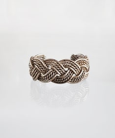 Estate Vintage Sterling Silver Braided Cuff Bracelet