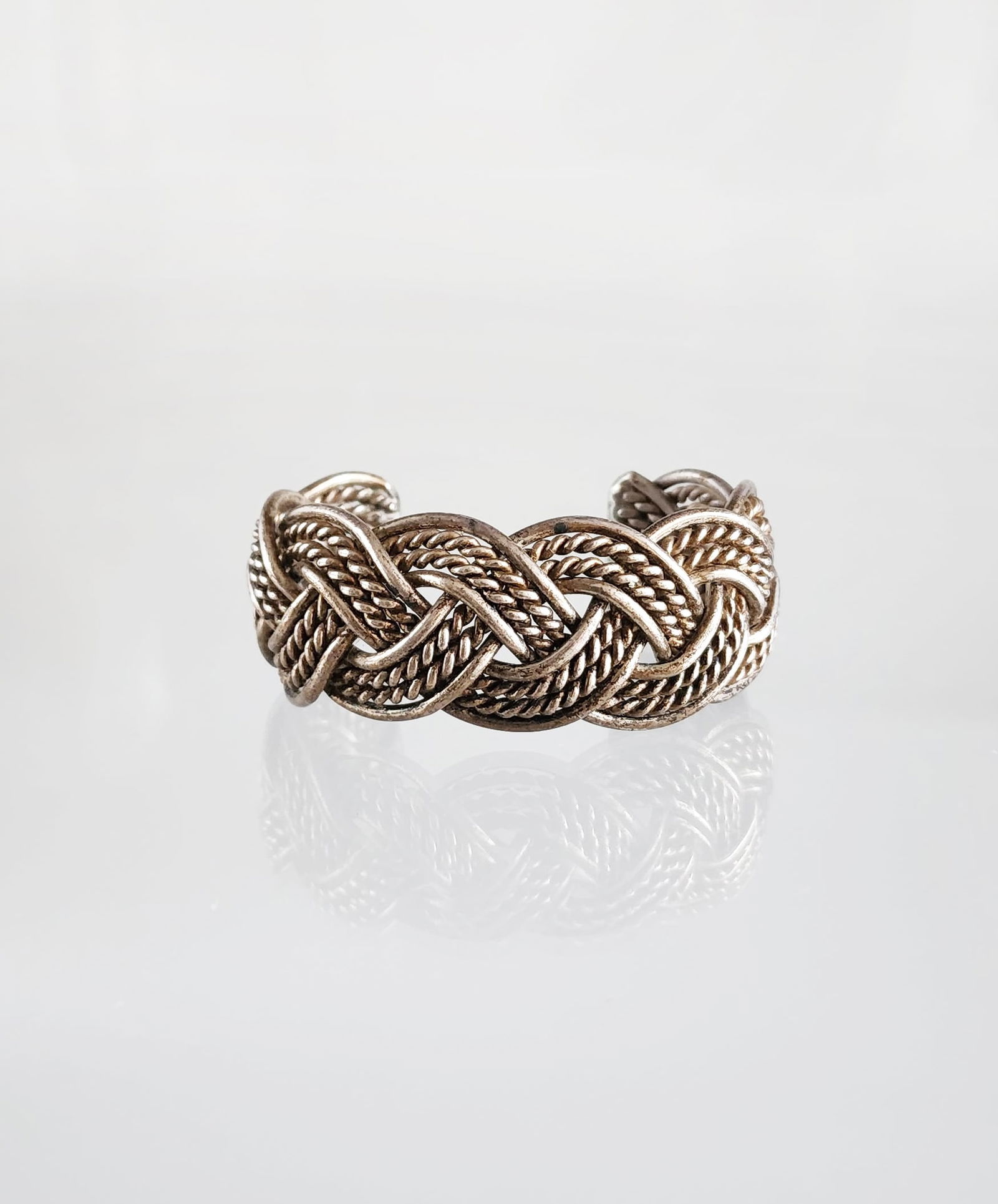 Estate Vintage Sterling Silver Braided Cuff Bracelet (1 of 4)