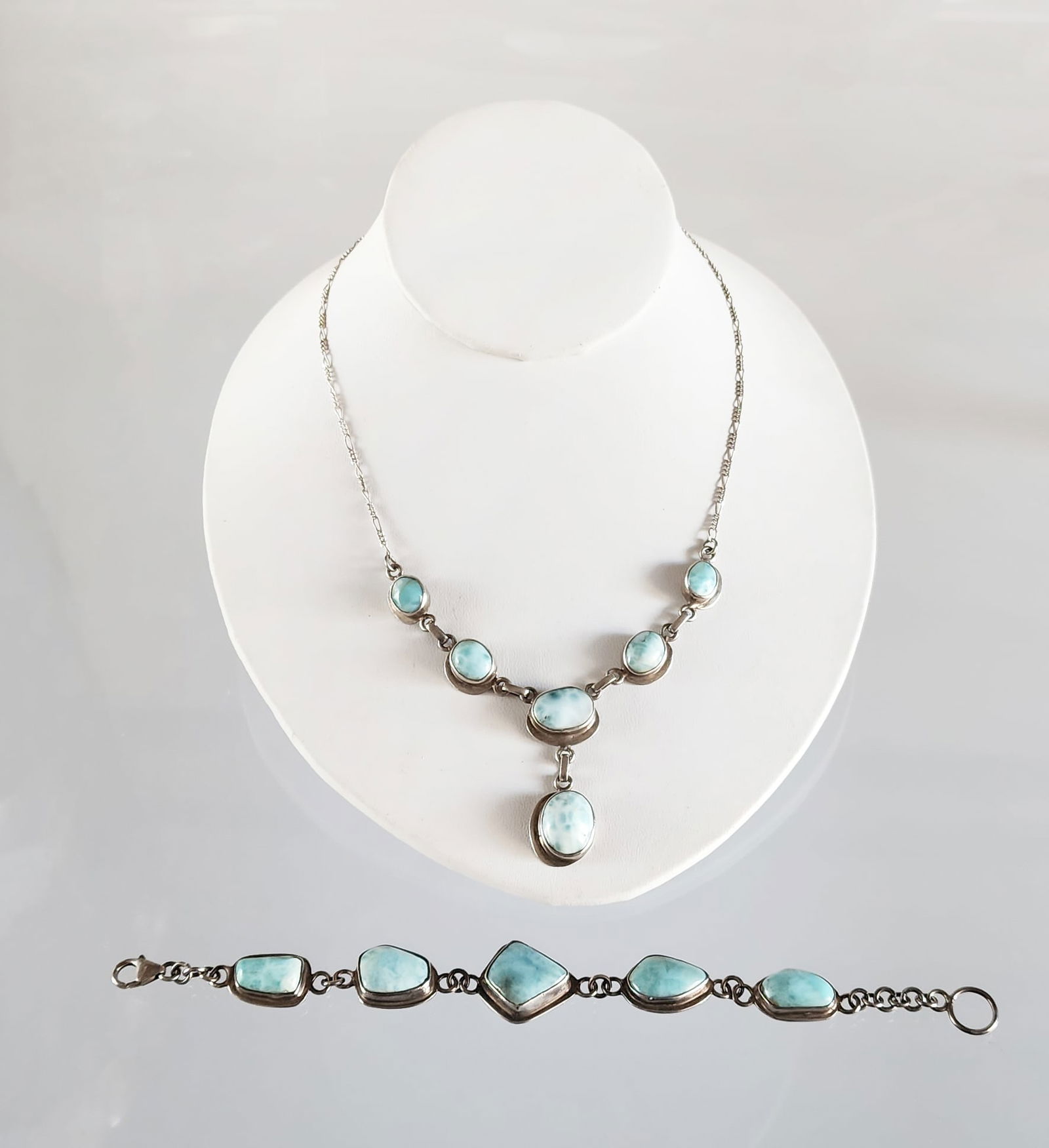 Estate Vintage Sterling Silver & Larimar Necklace & Bracelet (1 of 7)